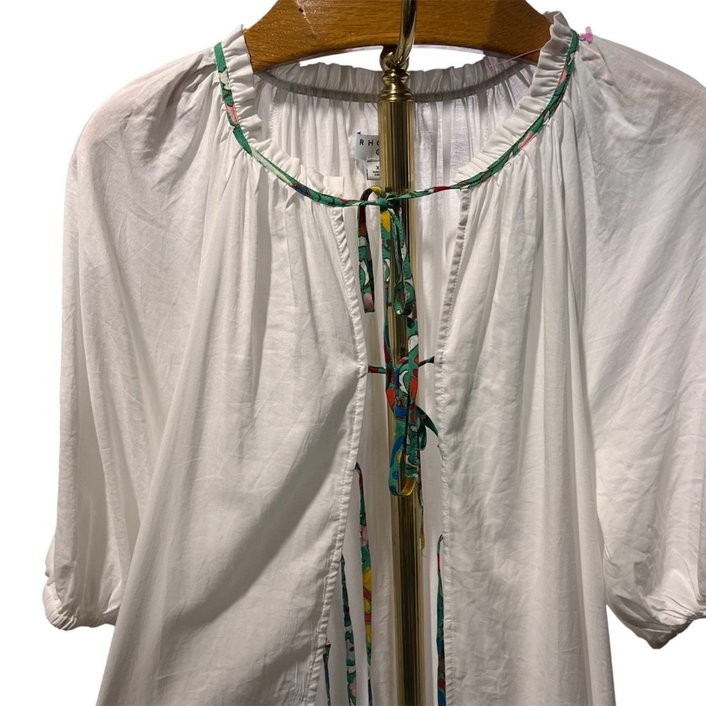 RHODE x Target White Maxi Swim Coverup with Green Accents XL - Picture 5 of 13